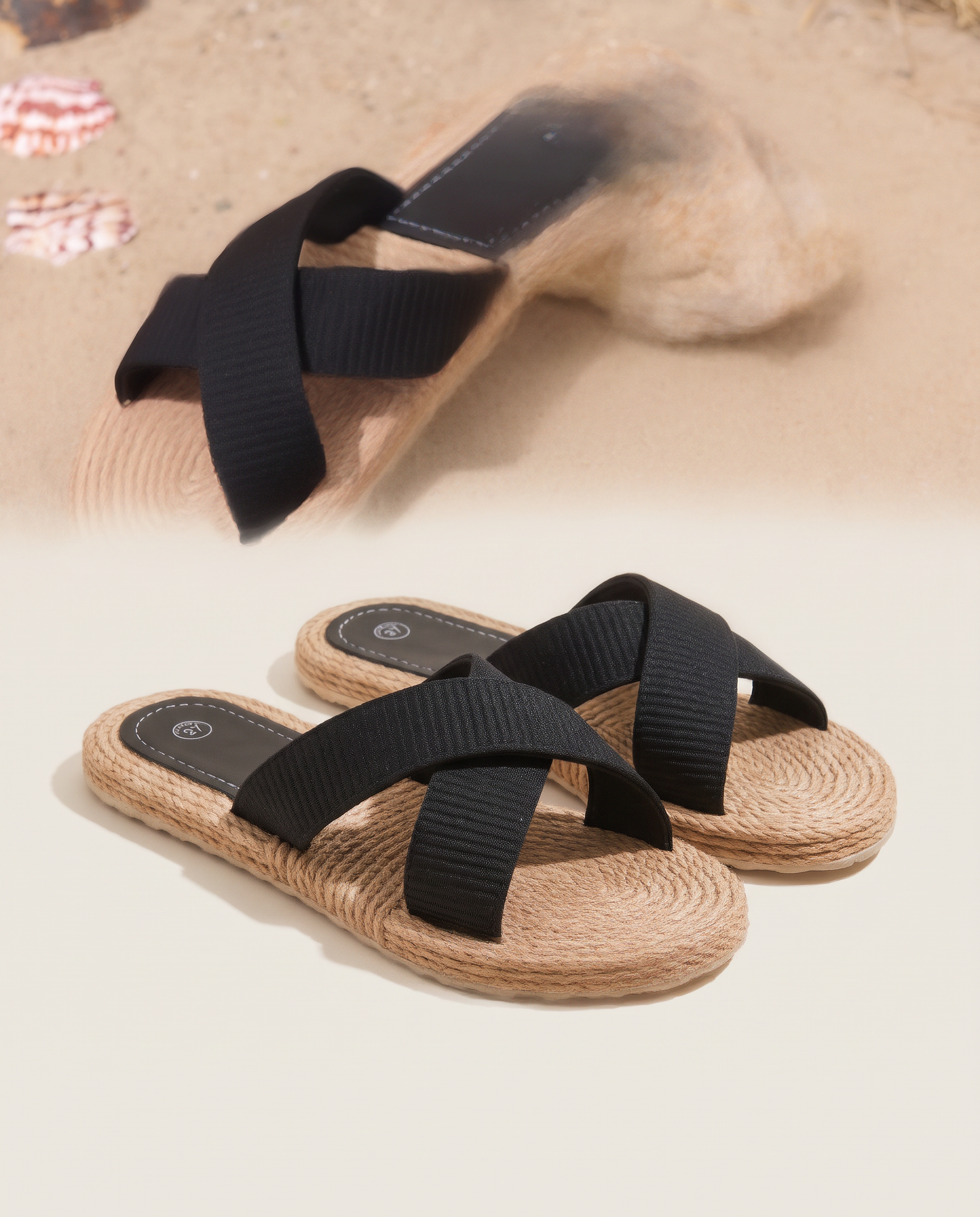 Estelle Comfortable Everyday Flat Slides — Black variant