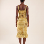 Fern Sheer Ruffle Camisole and Midi Skirt Set — Yellow Green — back view