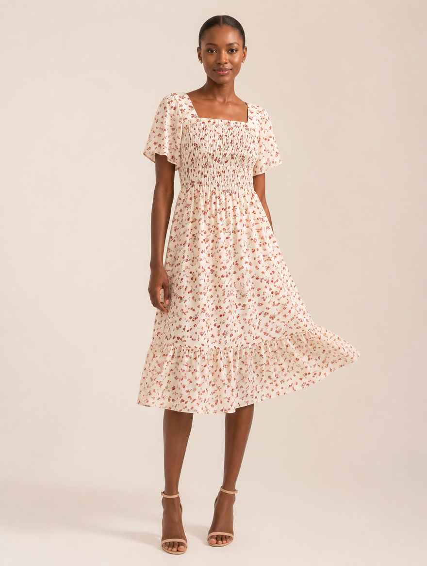 Floral Chiffon Midi Dress – primary product view