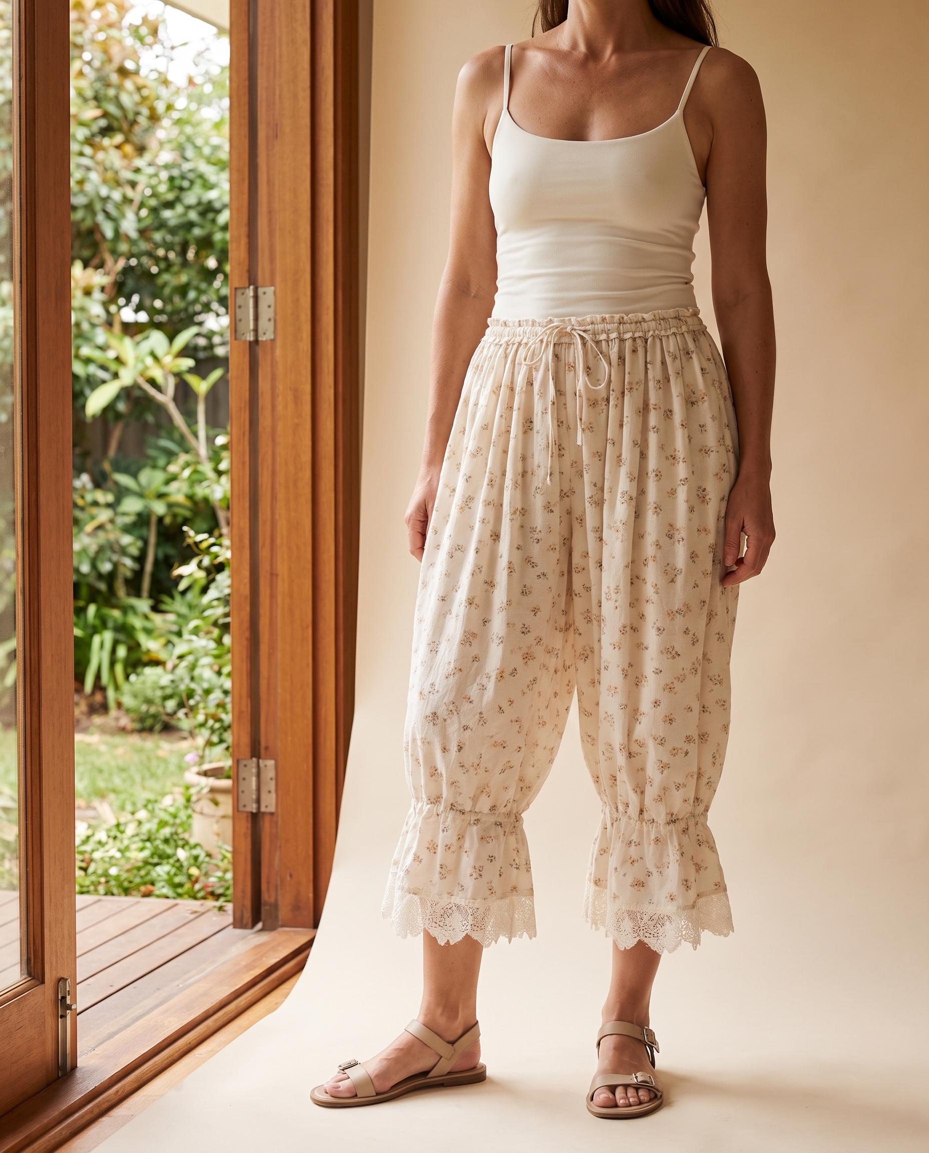 Floral Lace Lantern Trousers – Print A lifestyle