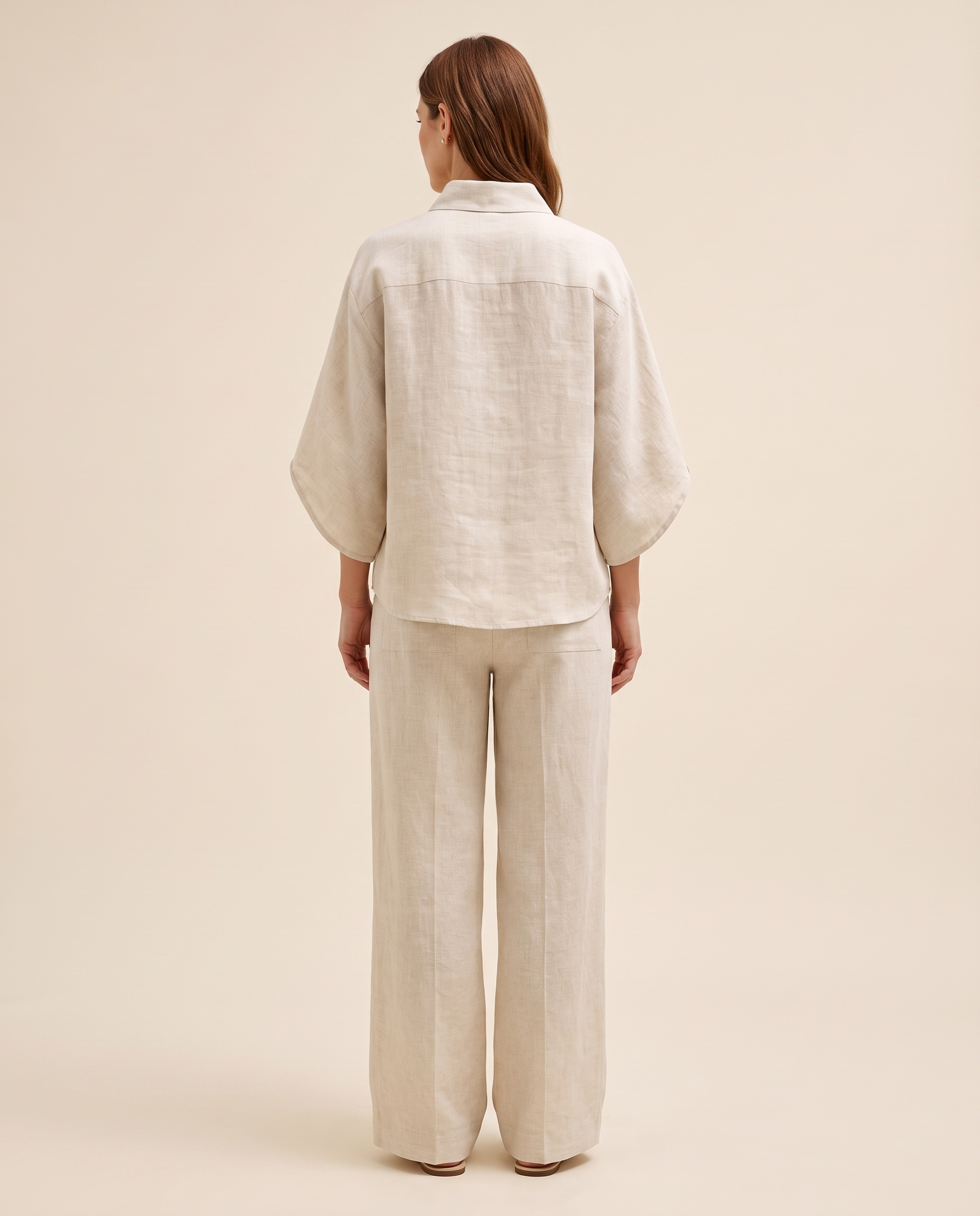 Frankie Elegant Wide-Leg Collared Trouser Set – back