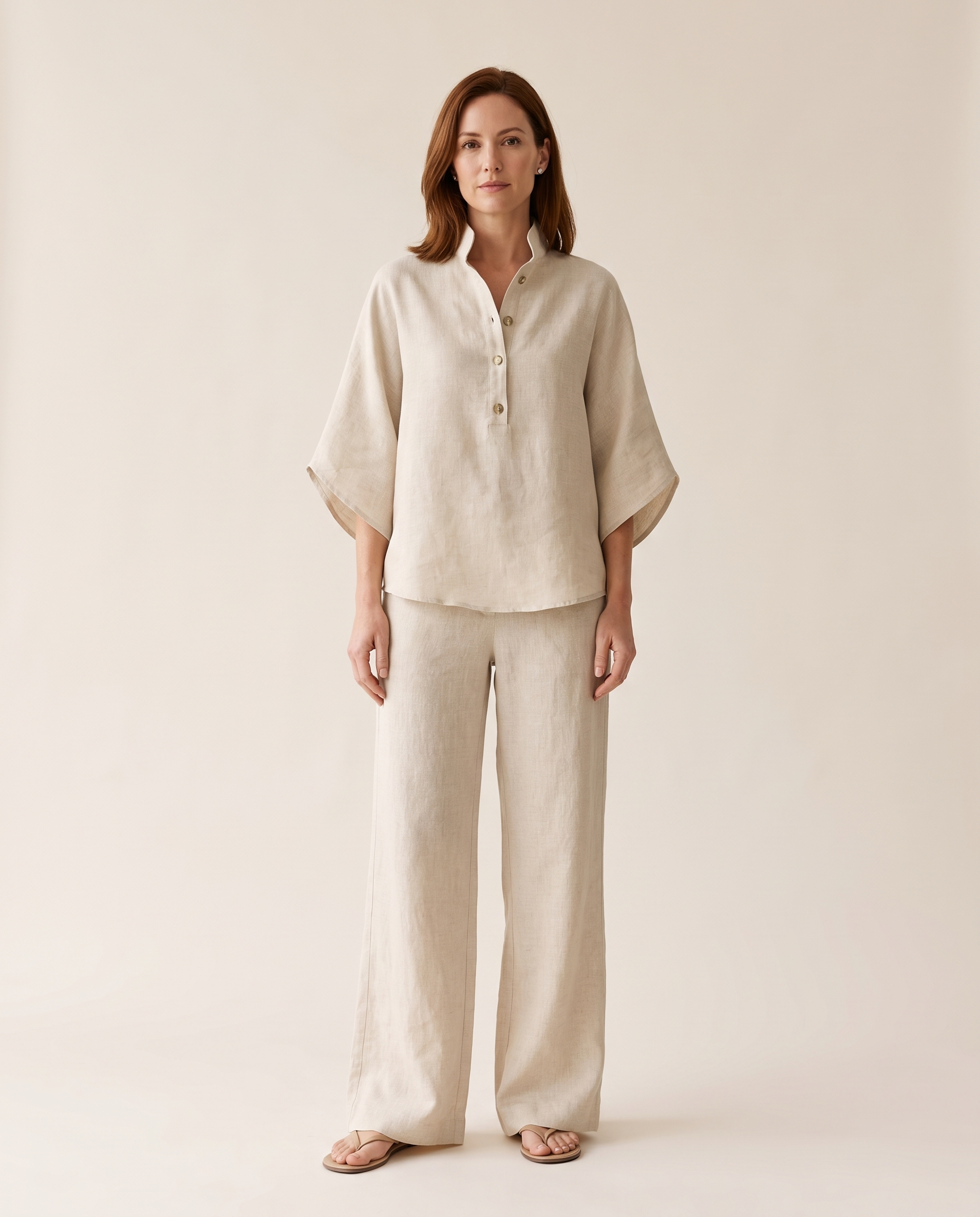 Frankie Elegant Wide-Leg Collared Trouser Set – front