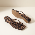 Freya Elegant Leopard-Print Wedge Flip-Flops — detail view