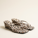 Freya Elegant Leopard-Print Wedge Flip-Flops — hero view