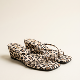 Freya Elegant Leopard-Print Wedge Flip-Flops — hero view