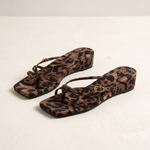 Freya Elegant Leopard-Print Wedge Flip-Flops — side view