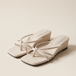 Freya Elegant Leopard-Print Wedge Flip-Flops — Beige variant