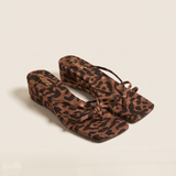 Freya Elegant Leopard-Print Wedge Flip-Flops — Leopard variant