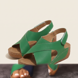 Gaia Comfortable Wedge Everyday Sandals — Green variant