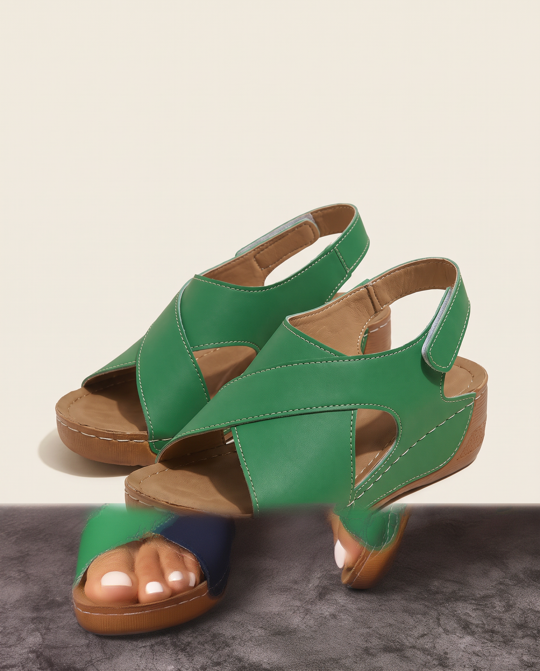 Gaia Comfortable Wedge Everyday Sandals — Green variant