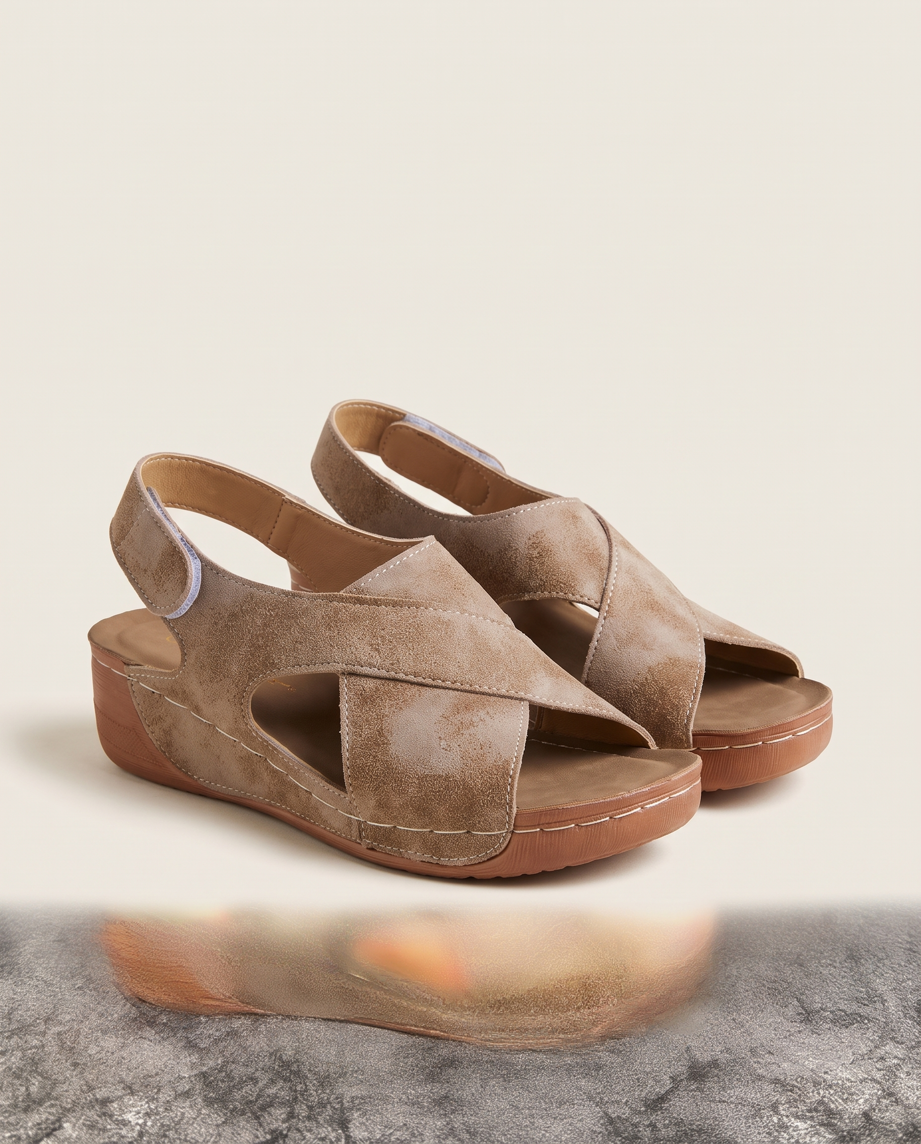 Gaia Comfortable Wedge Everyday Sandals — Khaki variant