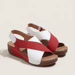 Gaia Comfortable Wedge Everyday Sandals — Red variant