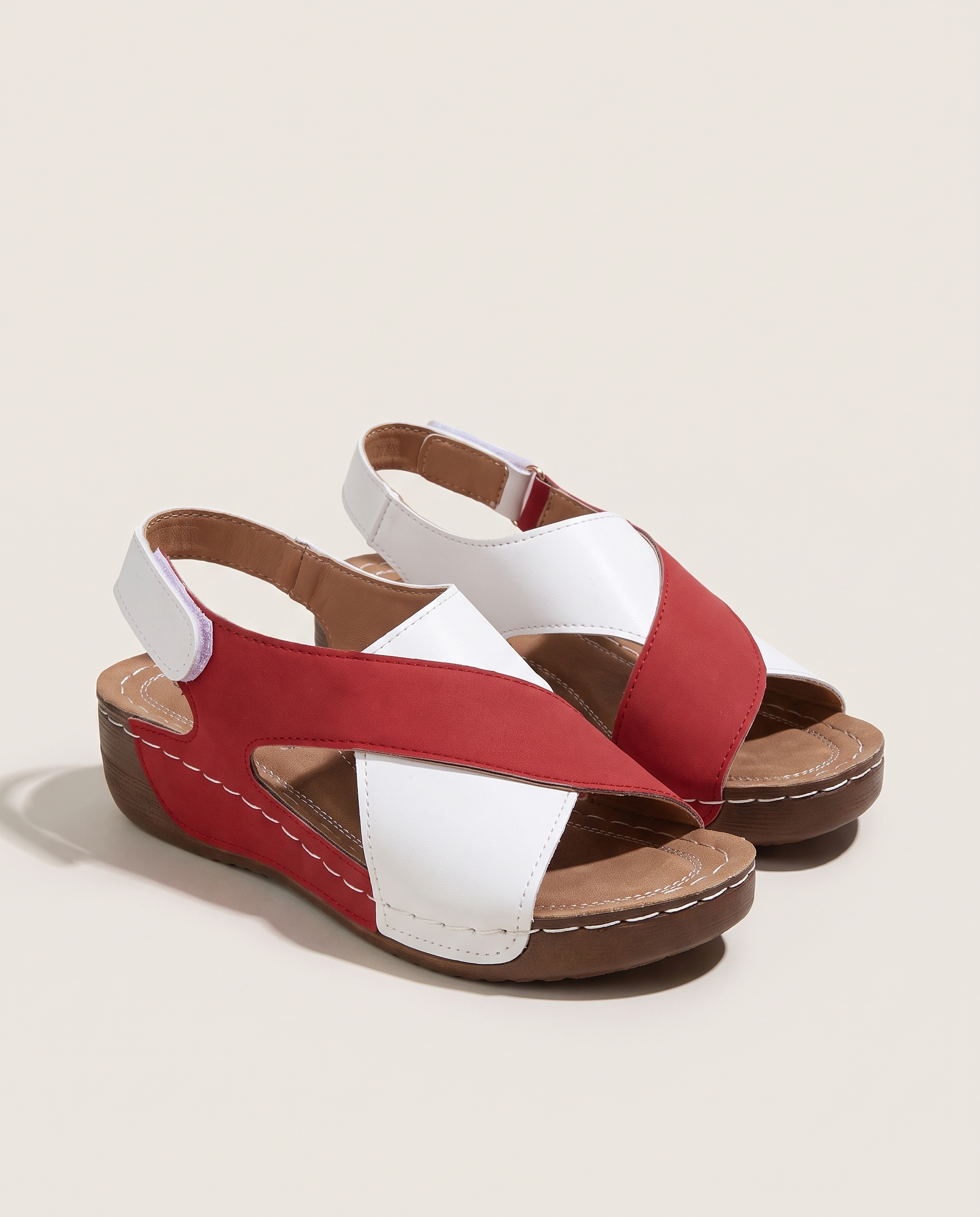 Gaia Comfortable Wedge Everyday Sandals — Red variant