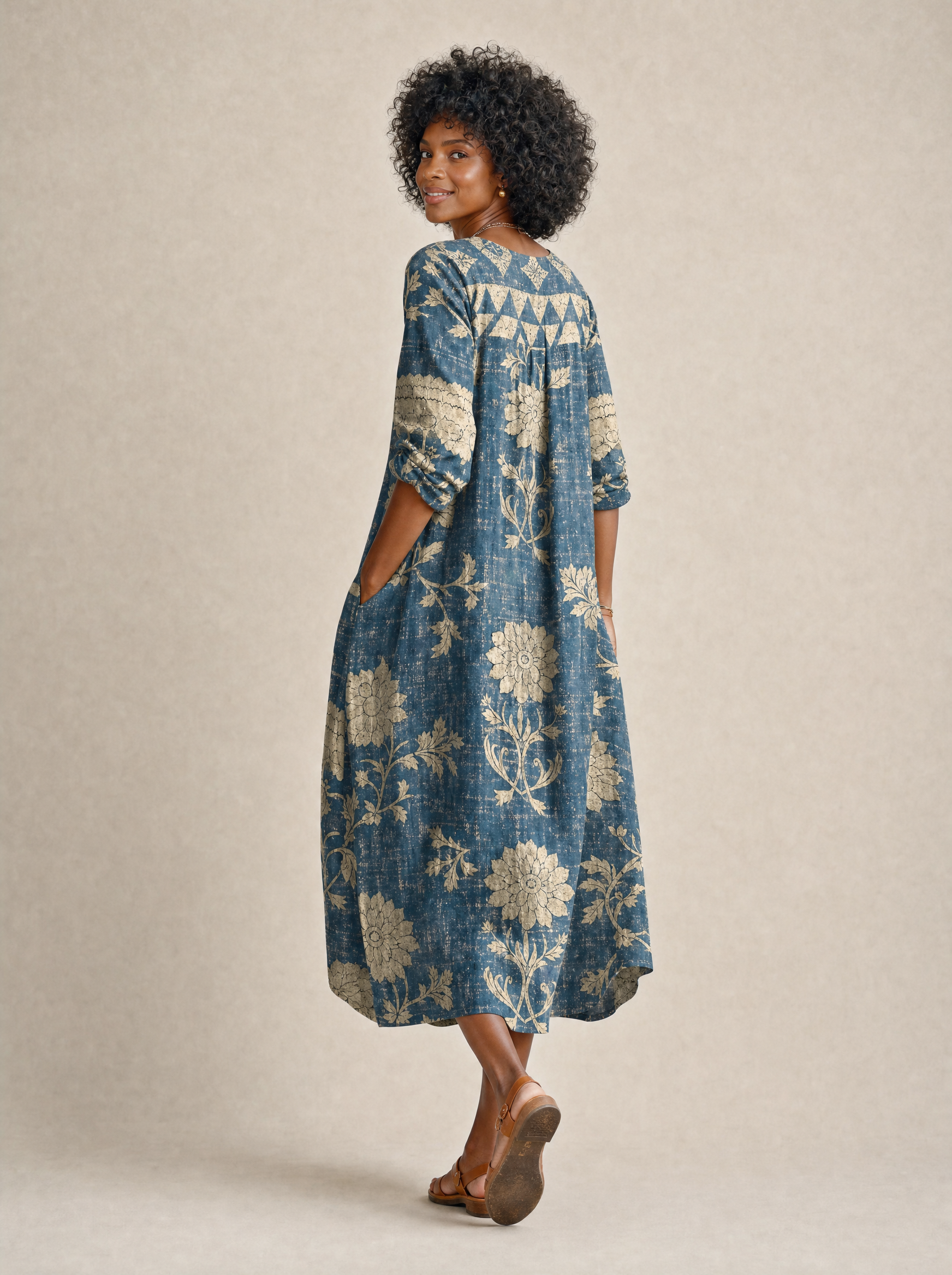 Printed Midi Dress with Pockets – alternate product view