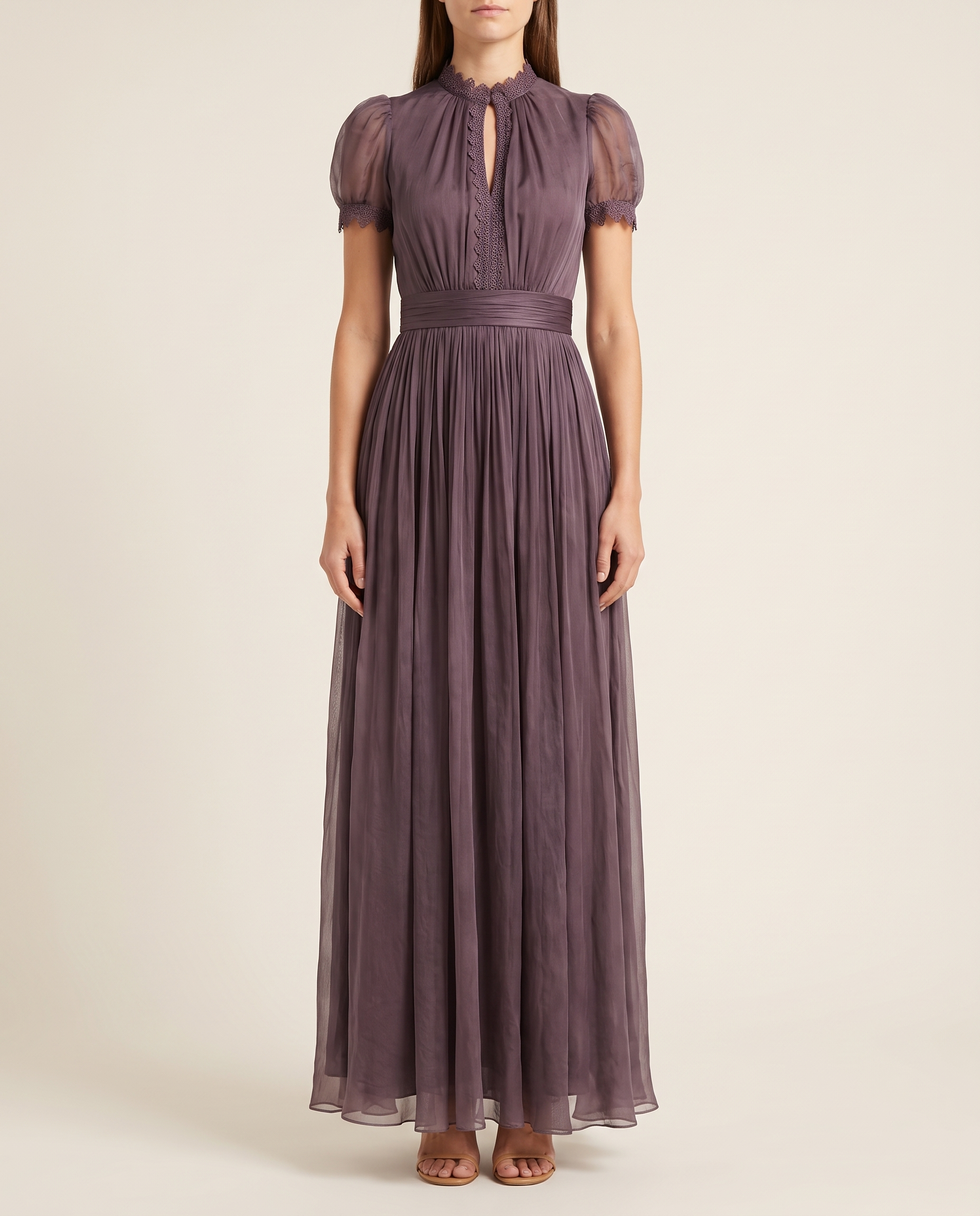 Georgeta | Modern Charming Midi Dress — Purple — studio front