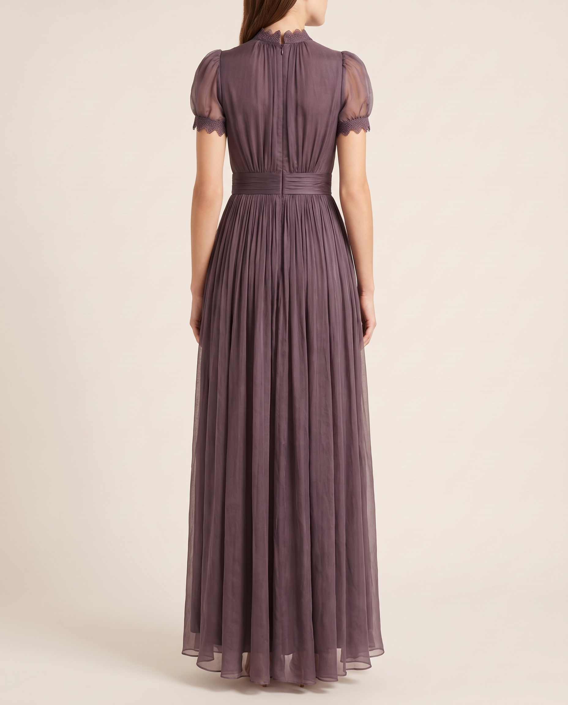 Georgeta | Modern Charming Midi Dress — Purple — back view