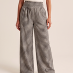 Gingham Wide Leg Trousers – Black front