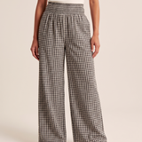 Gingham Wide Leg Trousers – Black front