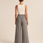 Gingham Wide Leg Trousers – Black back