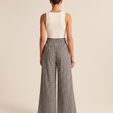 Gingham Wide Leg Trousers – Black back