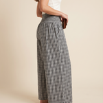 Gingham Wide Leg Trousers – Black angle