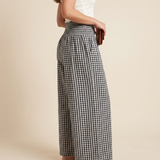 Gingham Wide Leg Trousers – Black angle