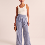 Gingham Wide Leg Trousers – Blue front