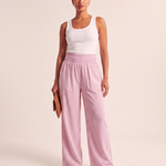 Gingham Wide Leg Trousers – Pink front