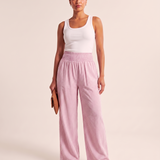 Gingham Wide Leg Trousers – Pink front