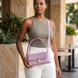 Giselle lavender mini bag Australian lifestyle view