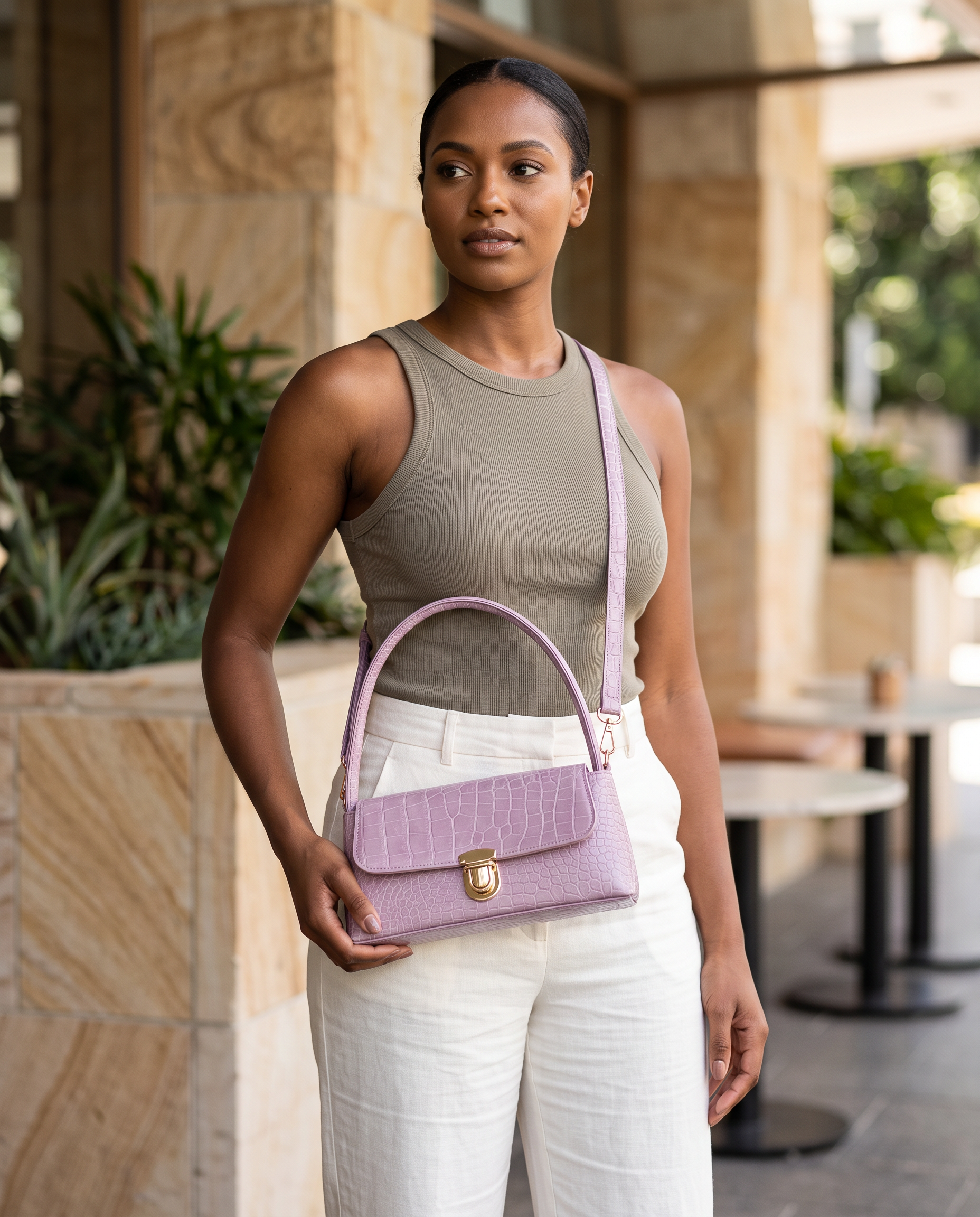Giselle lavender mini bag Australian lifestyle view