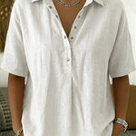 Eloise Contemporary Button-Front Collared Shirt – product detail view 6
