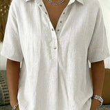 Eloise Contemporary Button-Front Collared Shirt – product detail view 6
