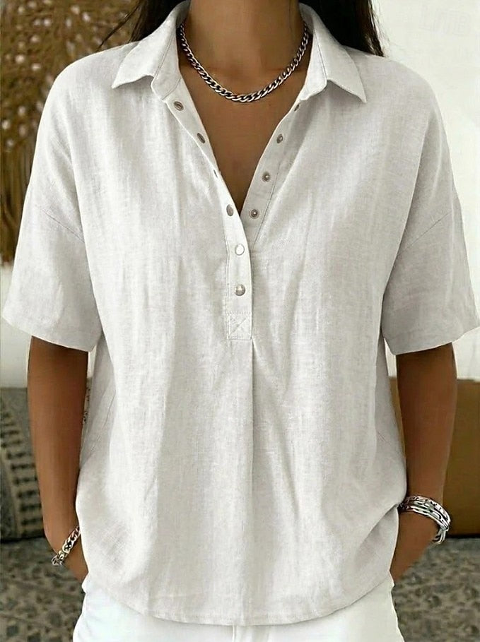 Eloise Contemporary Button-Front Collared Shirt – product detail view 6