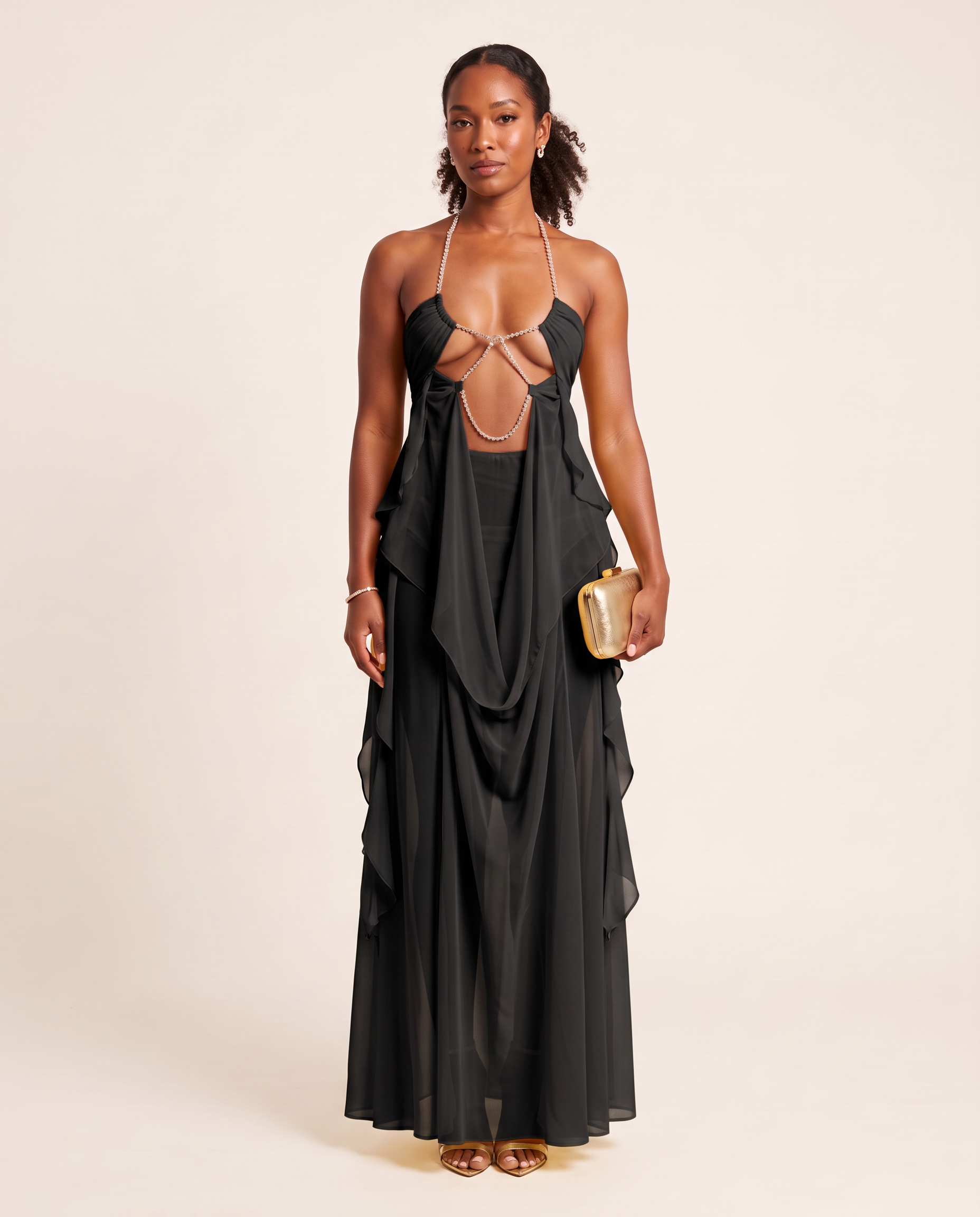 Halter Formal Dress with Chain Detail – product detail view 3