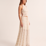 Halter Neck Top and Foldable Maxi Skirt Set – three-quarter view