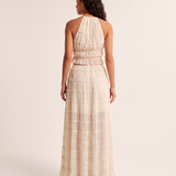 Halter Neck Top and Foldable Maxi Skirt Set – back