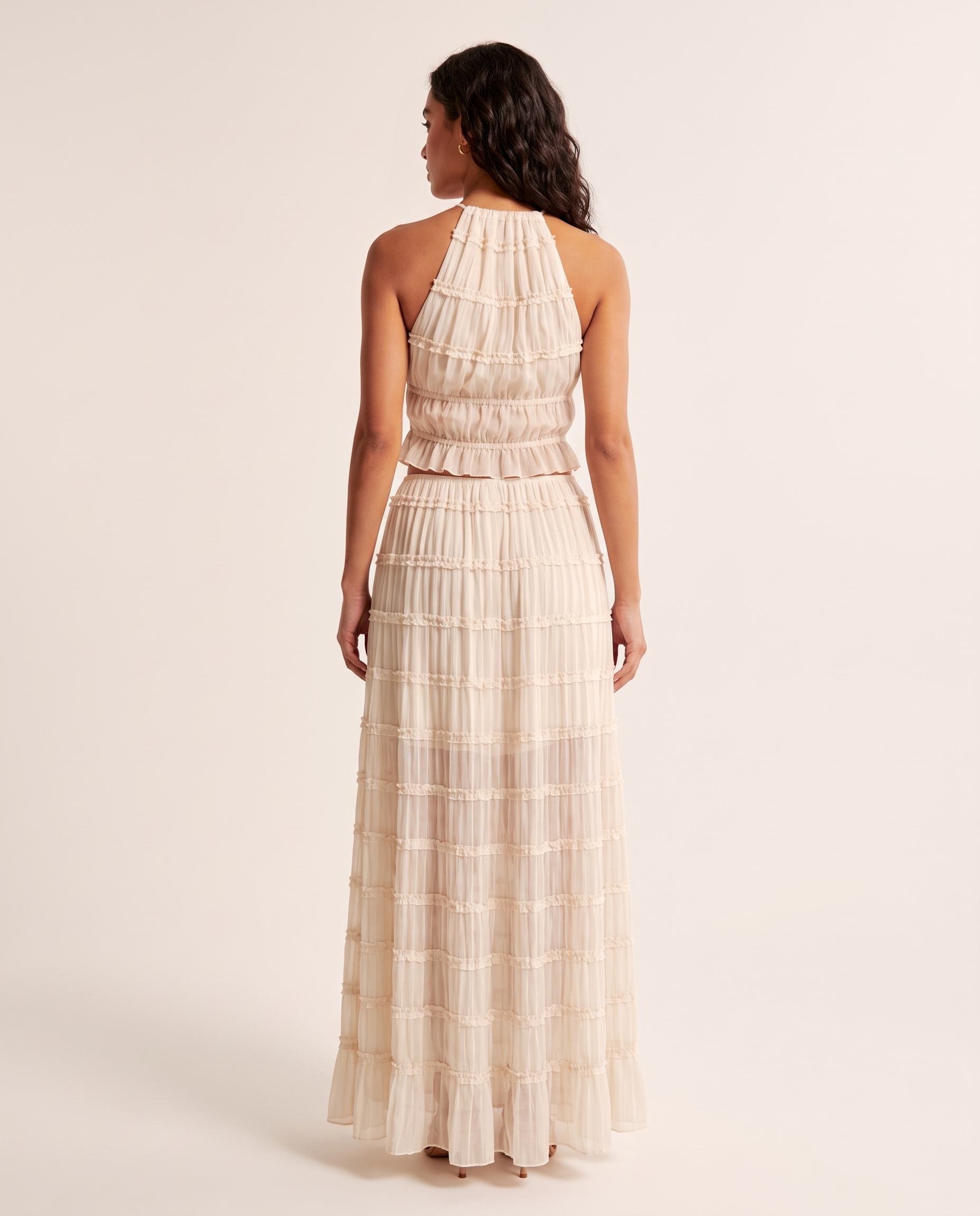 Halter Neck Top and Foldable Maxi Skirt Set – back