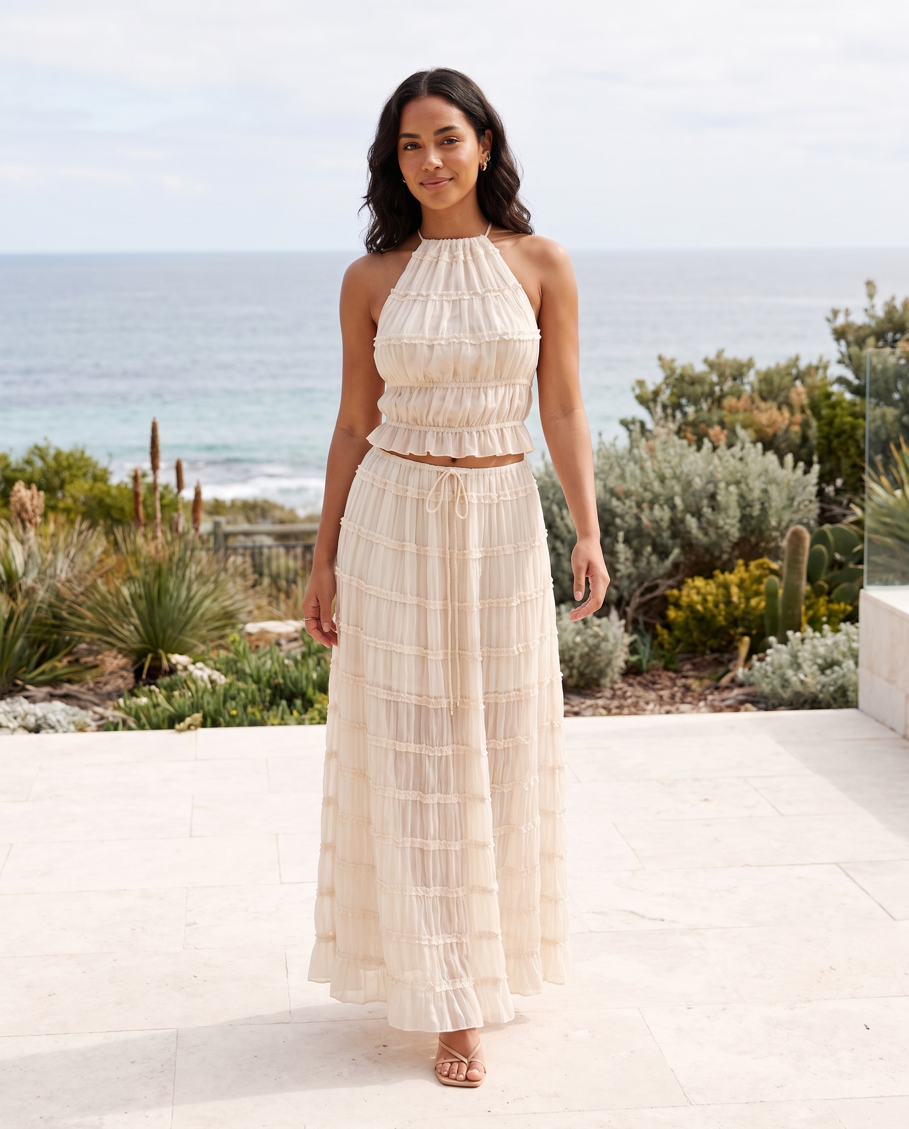 Halter Neck Top and Foldable Maxi Skirt Set – Australian coastal lifestyle