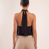 Halter Scarf Tank Top – studio back view