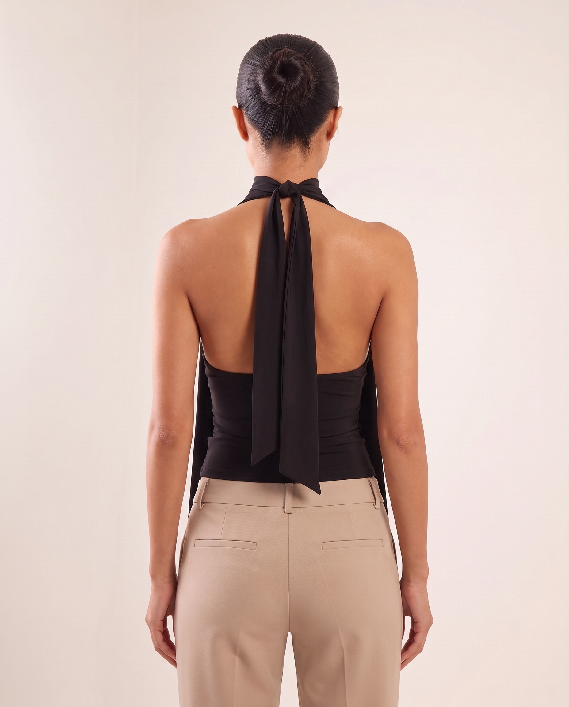 Halter Scarf Tank Top – studio back view