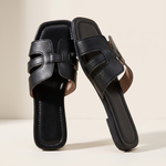 Harlow Comfortable Open-Toe Flat Sandals — detail view