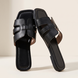 Harlow Comfortable Open-Toe Flat Sandals — detail view