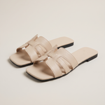 Harlow Comfortable Open-Toe Flat Sandals — Beige variant