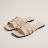 Harlow Comfortable Open-Toe Flat Sandals — Beige variant