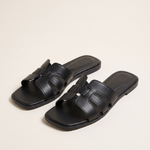 Harlow Comfortable Open-Toe Flat Sandals — Black 2 variant