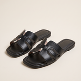 Harlow Comfortable Open-Toe Flat Sandals — Black variant