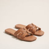 Harlow Comfortable Open-Toe Flat Sandals — Light Brown variant