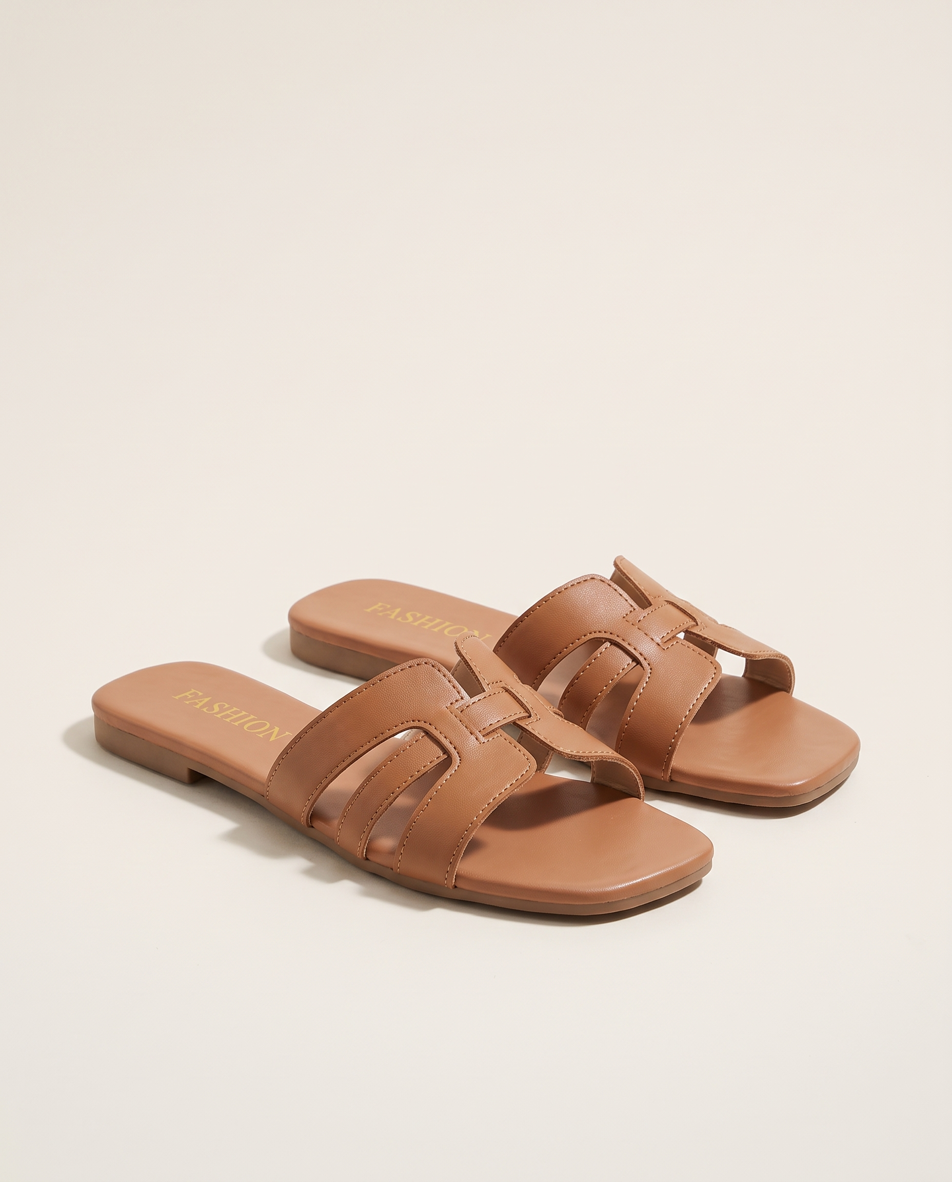 Harlow Comfortable Open-Toe Flat Sandals — Light Brown variant
