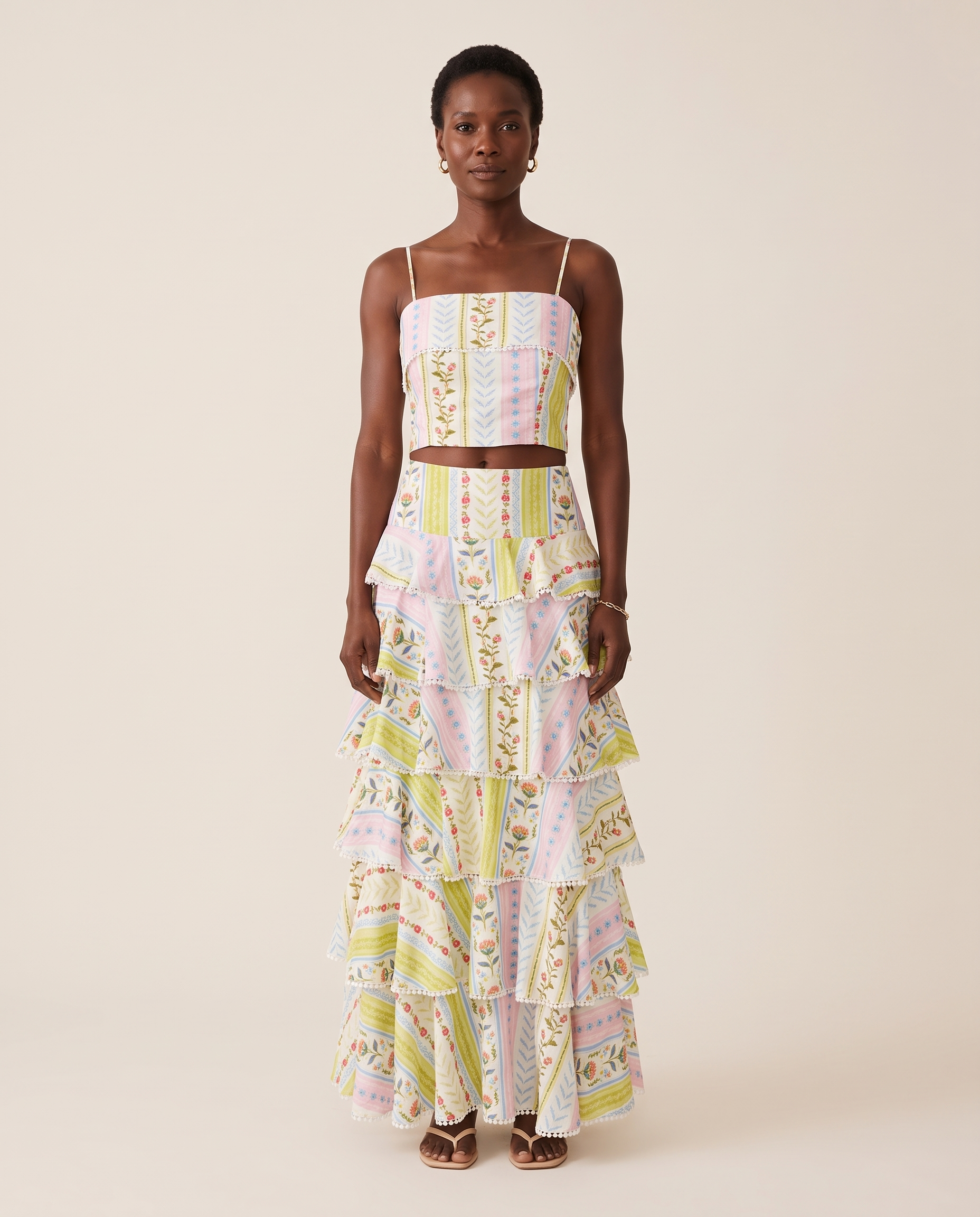 Harper Contemporary Floral Ruffle Skirt Set – front